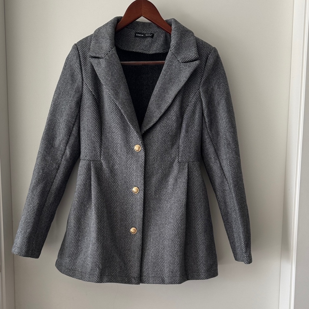 Gray Herringbone Women's Coat